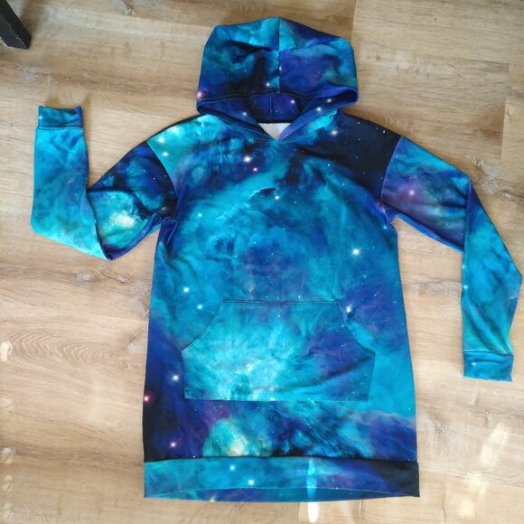 Galaxy Teal Boyfriend slouchy hoodie  - Blackmilk (rare print) - Picture 1 of 7